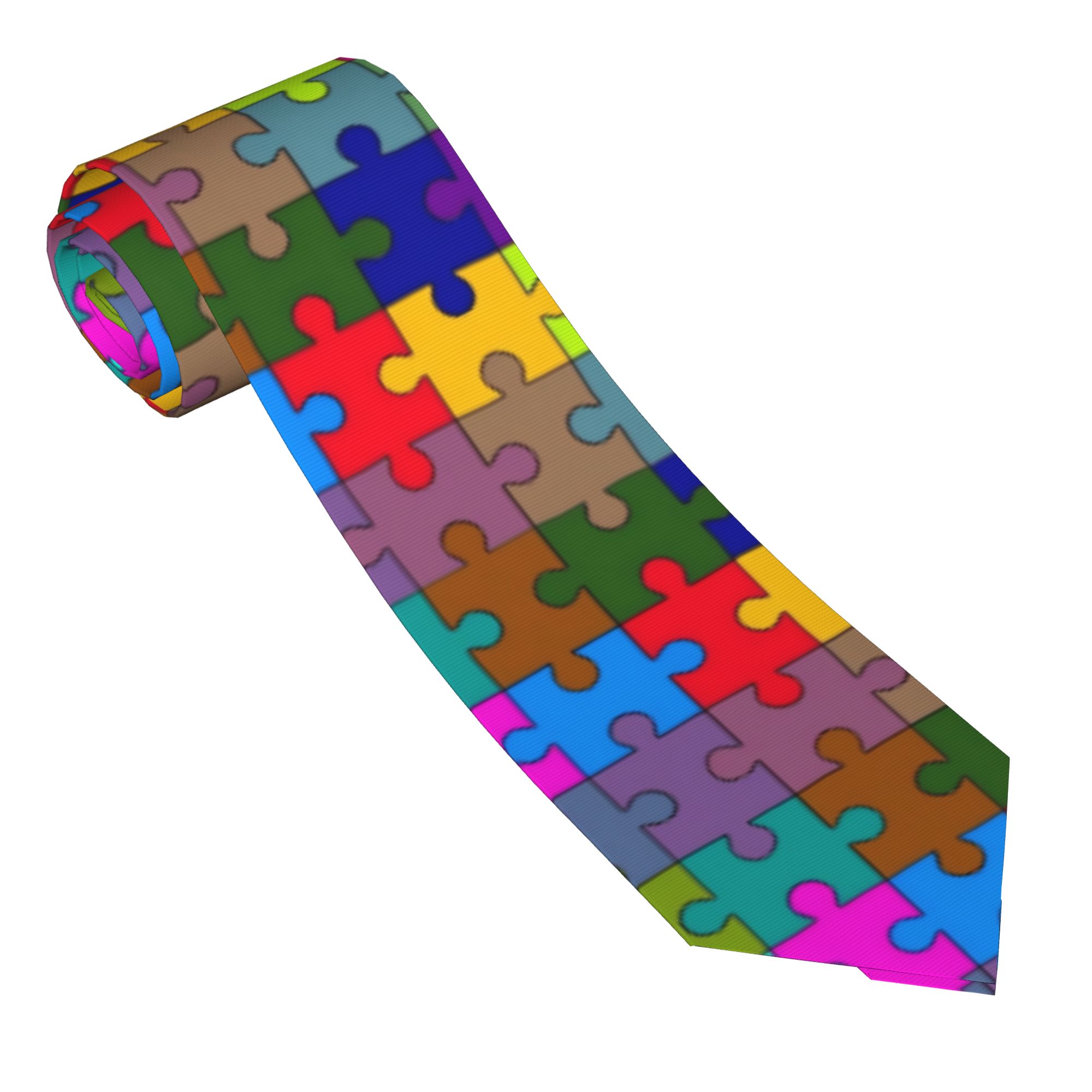 Men Accessories Elegant - Dunkle Farbverlaufs-Krawatte mit Puzzle-Motiv, Hochzeits- und
