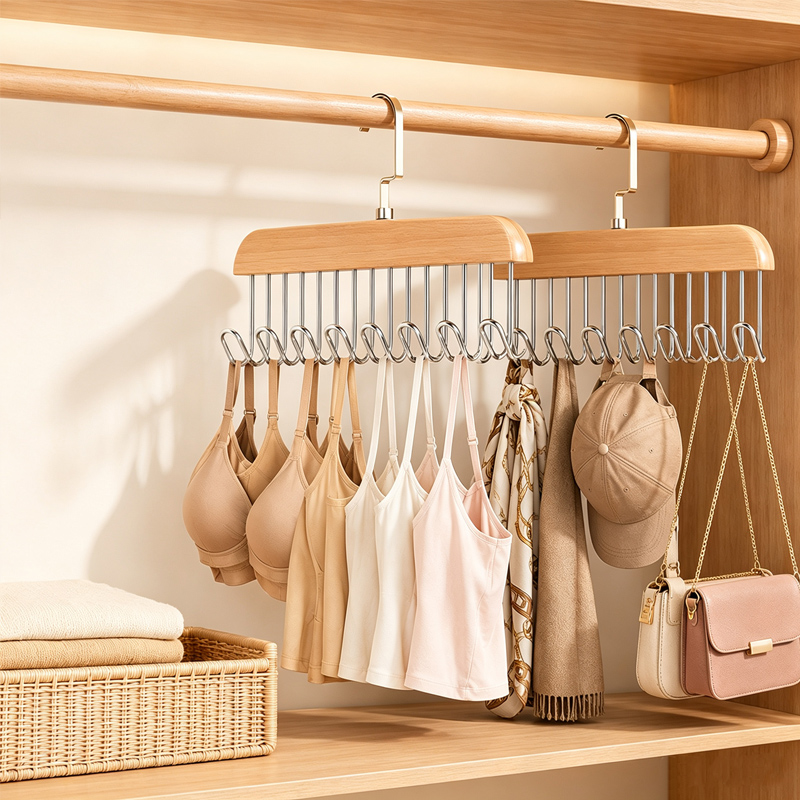 Men'S Accessories Wardrobe - Holzkrawatten-Kleiderbügel Gürtelständer Damen-Aufbewahrungsbügel für Schal Organizer