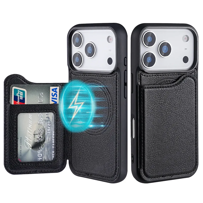 Phone Wallet Combo - Für Magsafe Magnetische Flip Leder Brieftasche