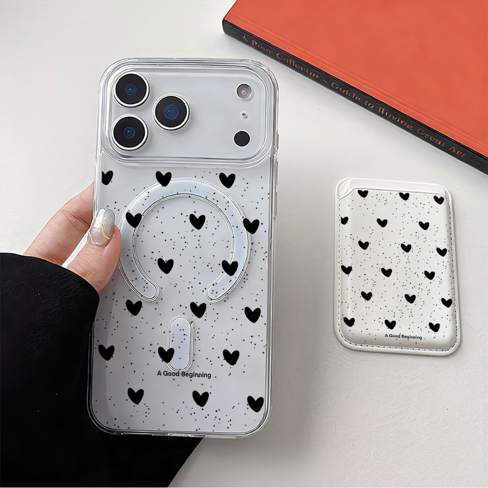 Phone Wallet Combo - Vollbild Polka Dot Herz Magsafe Wallet