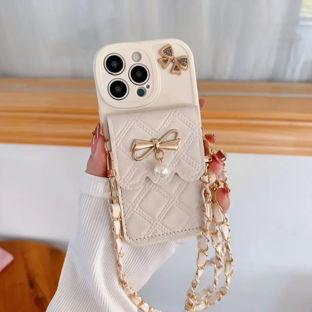 Phone Wallet Combo - 3D-Bowknot-Crossbody-Kartenhalter, Brieftasche, Handyhülle für iPhone 17