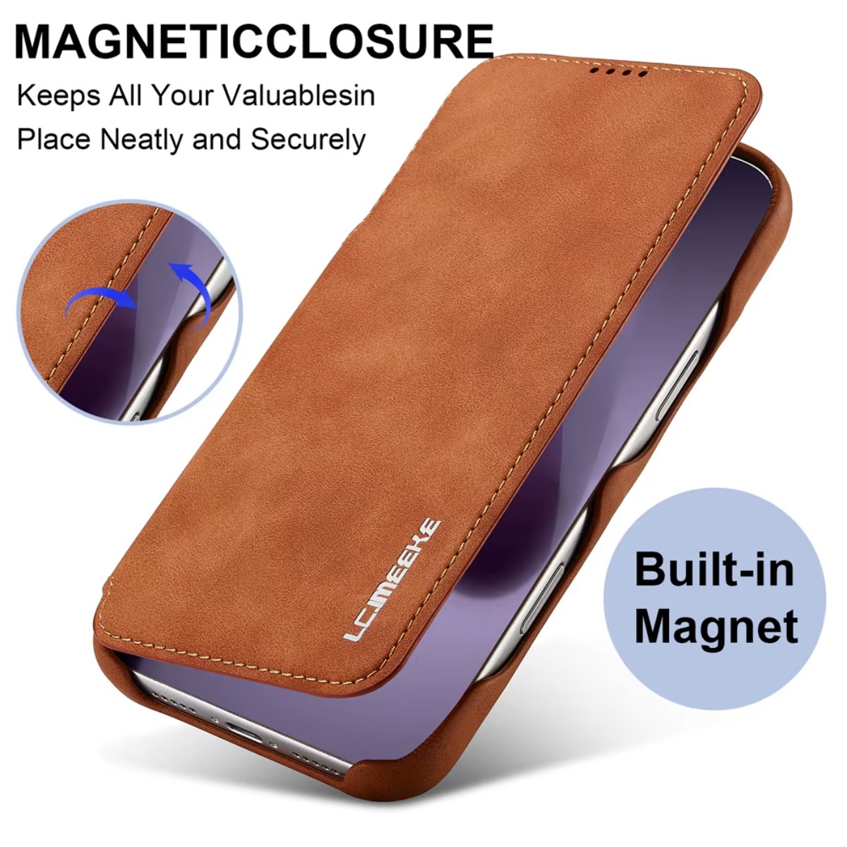 Phone Wallet Combo - Leder-Geldbörse, magnetische Flip-Cover mit Kartenhalter für