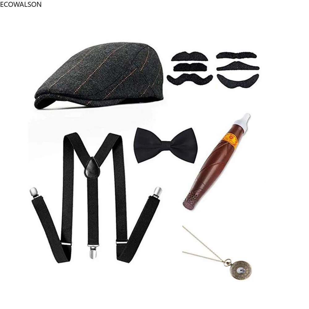 Men'S Accessories In The 1920S - 5-teiliges Bühnenkostüm-Zubehör-Set 30er Jahre Manhattan Gangster