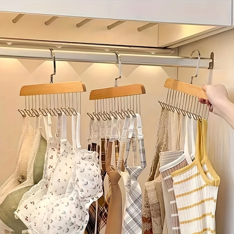 Men'S Accessories Wardrobe - 8-Haken-Gürtelständer aus Holz, Aufbewahrungskleiderbügel für Kleidung,