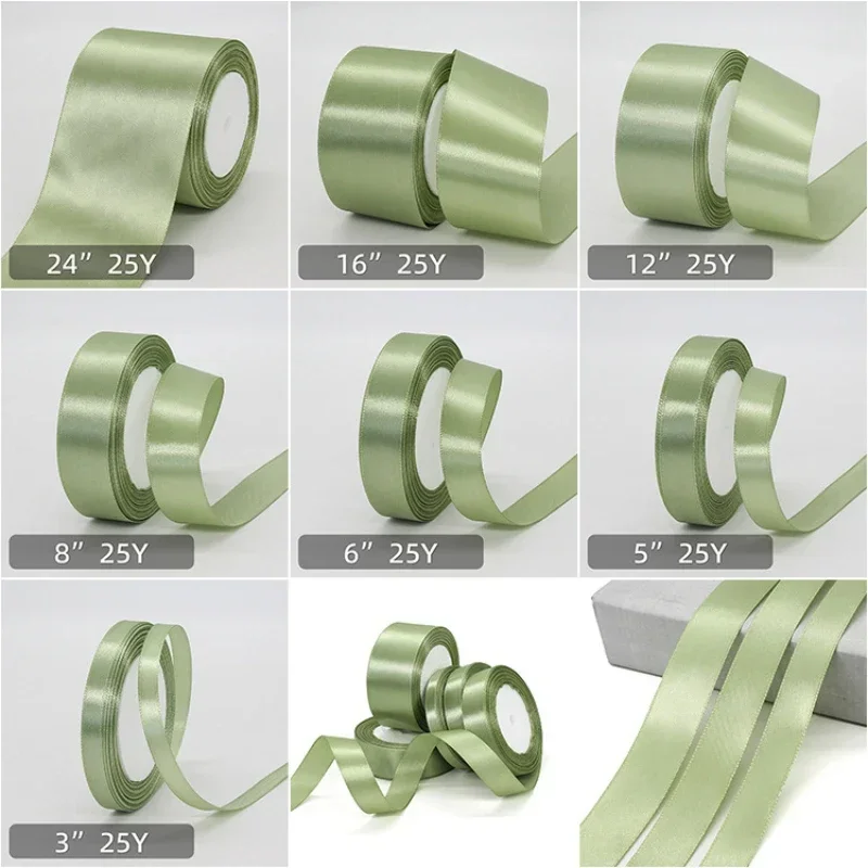 Men Accessories Bouquet - 25 Yards Salbeigrünes Band, armeegrünes Band,
